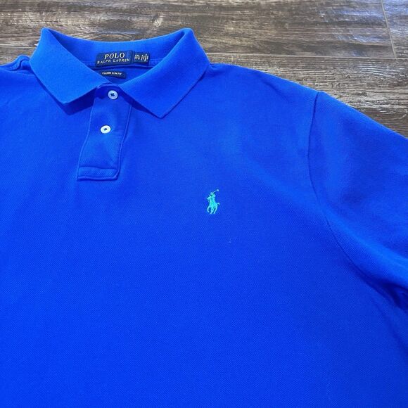 Polo by Ralph Lauren Other - Polo Ralph Lauren Polo Shirt Mens 2XL Blue Custom Slim Fit Short Sleeve Pony